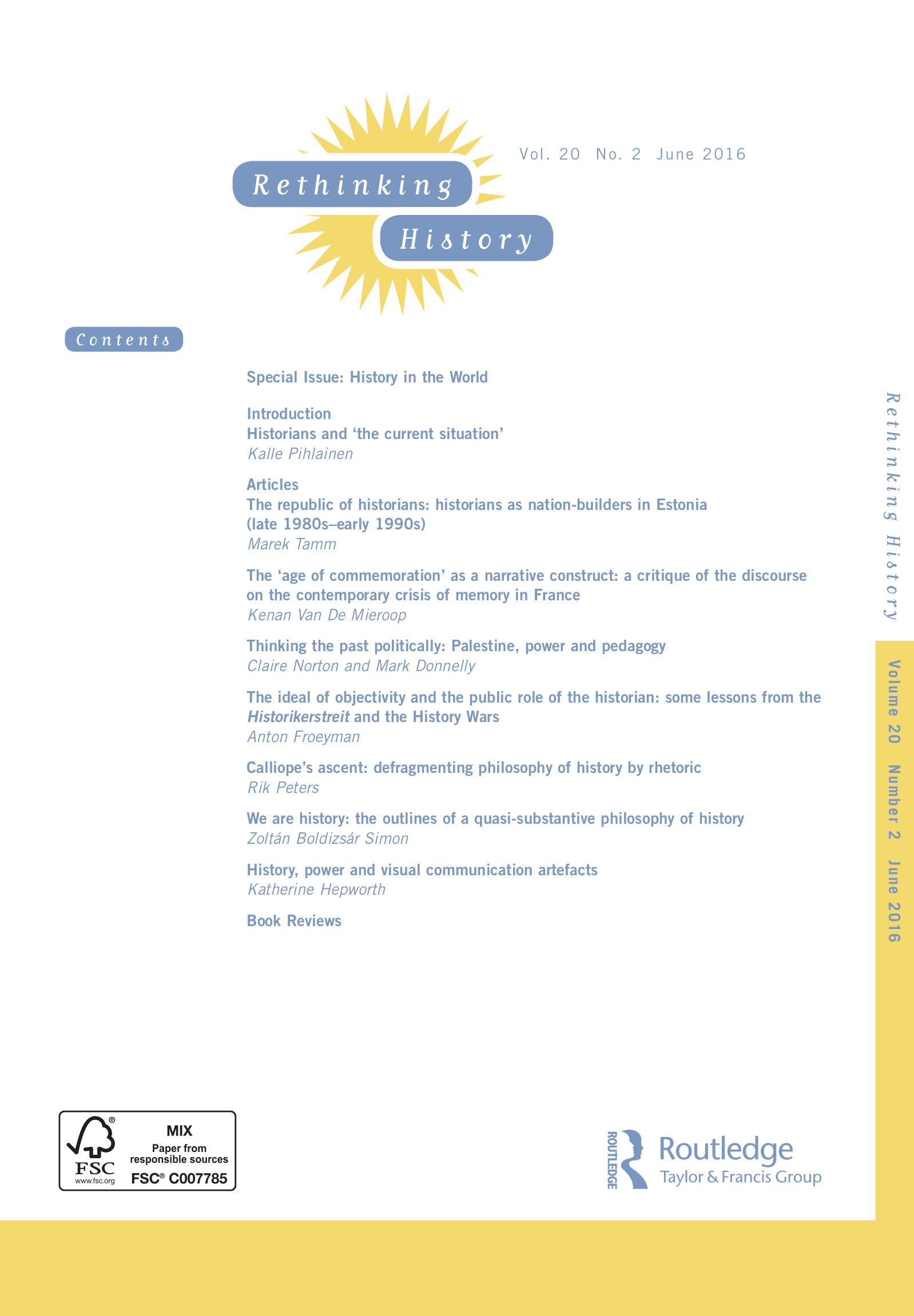 Index for Rethinking History 20:2